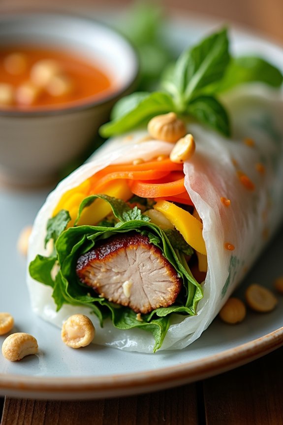 grilled pork mango rolls