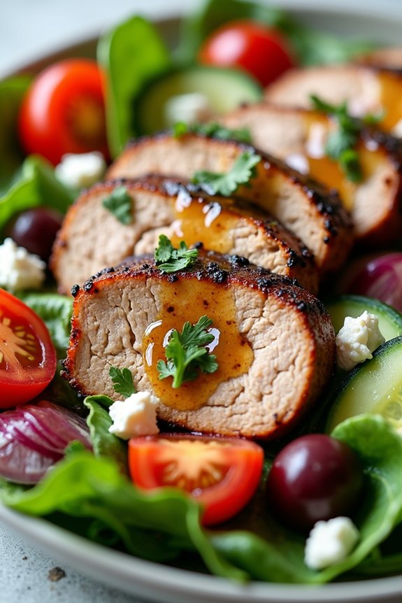 grilled pork mediterranean salad