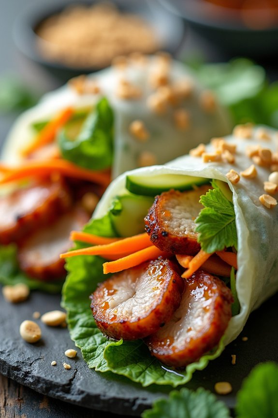 grilled pork spring rolls
