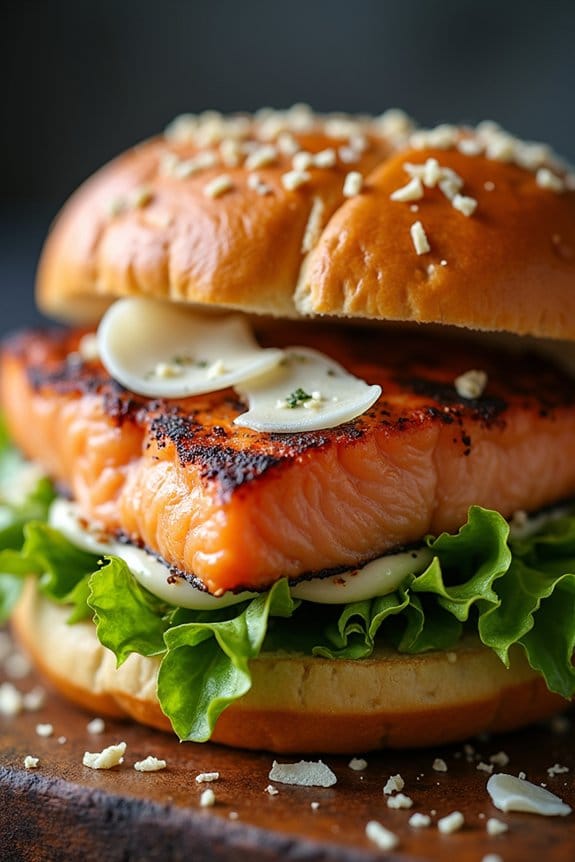 grilled salmon caesar sandwich delight