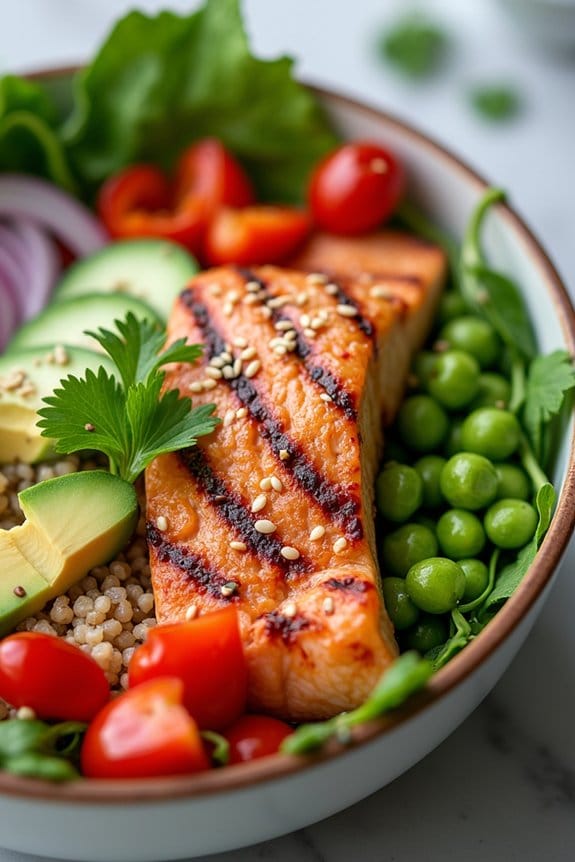 grilled salmon edamame power bowl