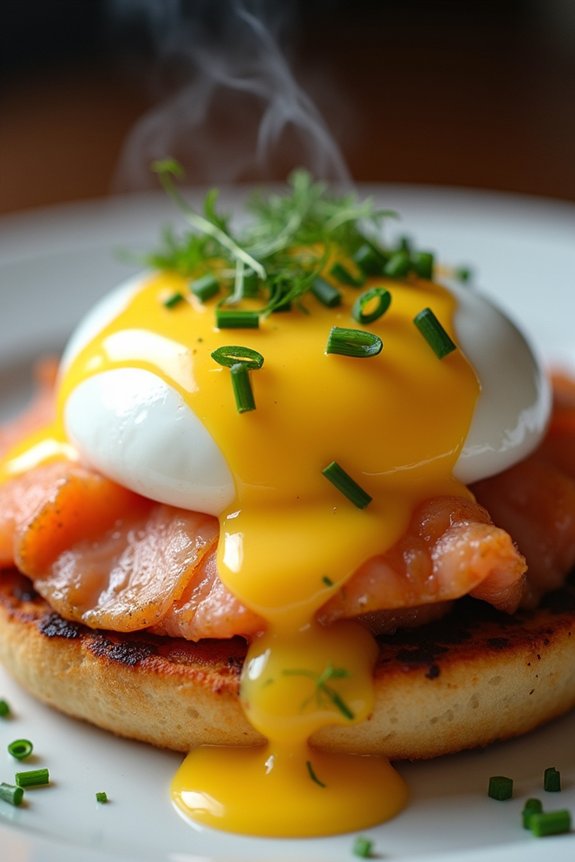 grilled salmon eggs benedict