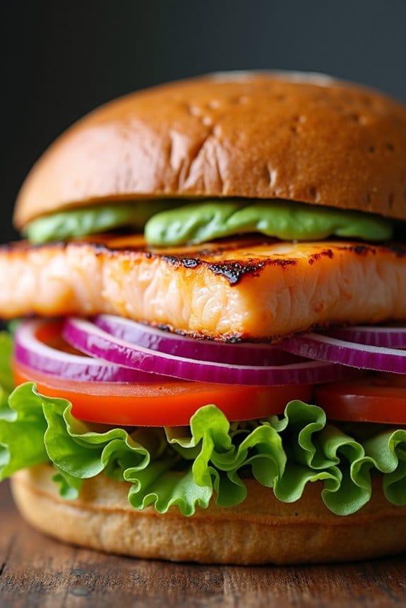 grilled salmon honey mustard sandwiches