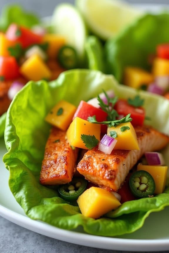 grilled salmon lettuce cups