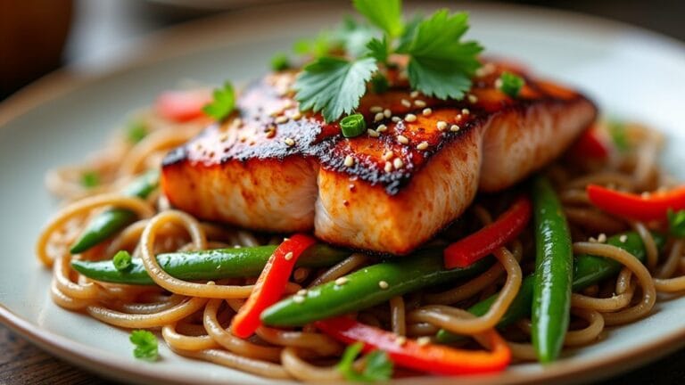 grilled salmon noodle bowls
