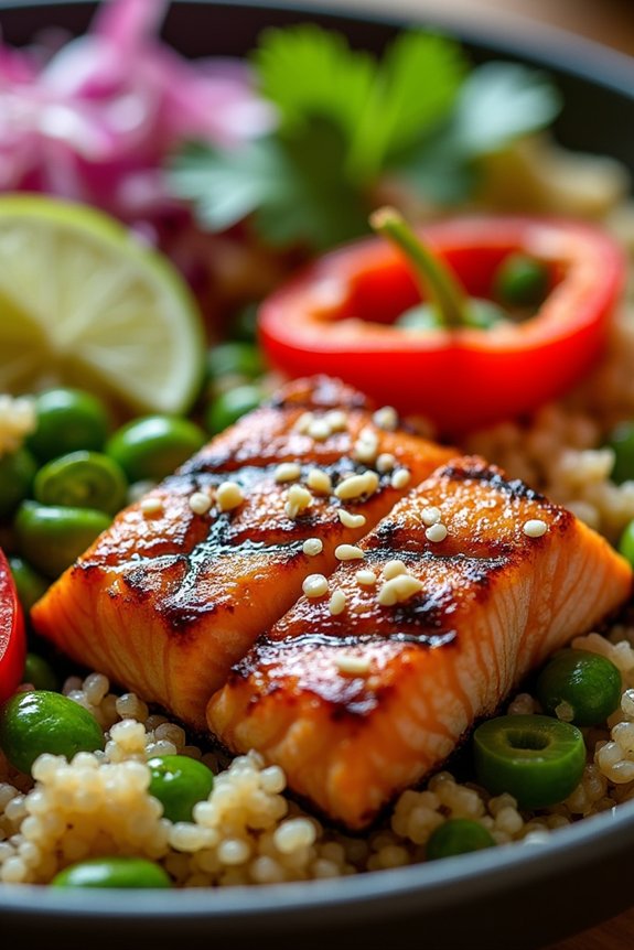 grilled salmon quinoa bowl