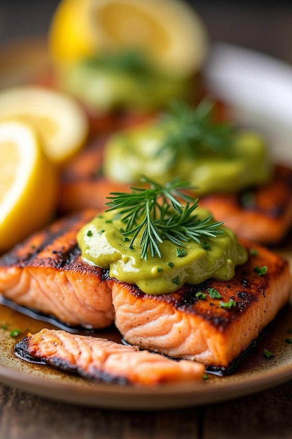 grilled salmon with avocado butter
