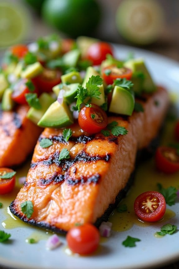 grilled salmon with avocado salsa