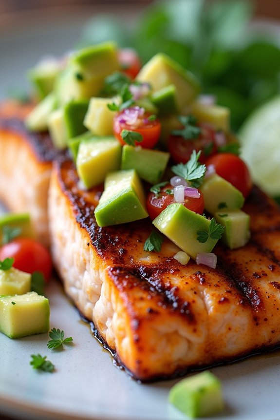 grilled salmon with avocado salsa