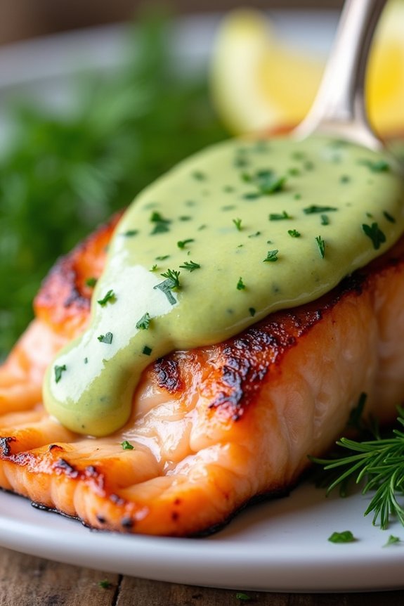 grilled salmon with avocado sauce