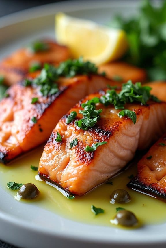 grilled salmon with caper sauce
