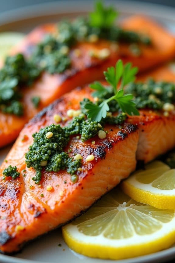 grilled salmon with chimichurri