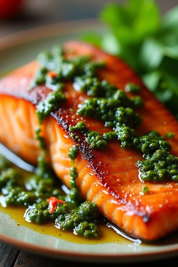 grilled salmon with chimichurri