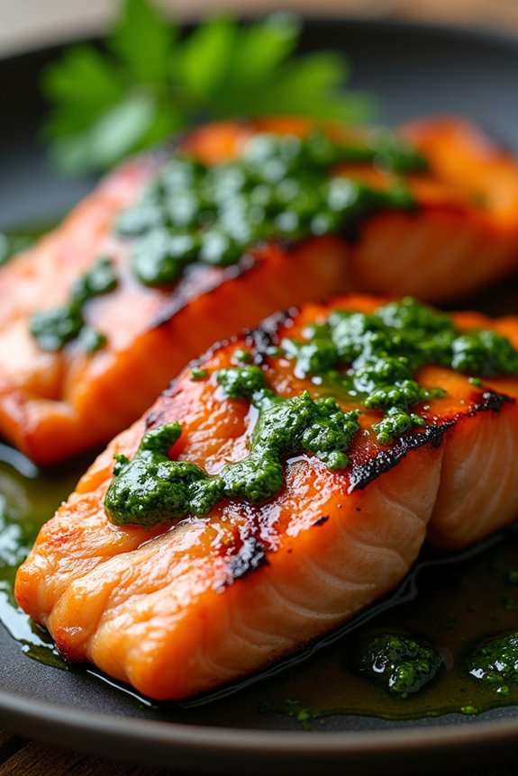 grilled salmon with chimichurri sauce