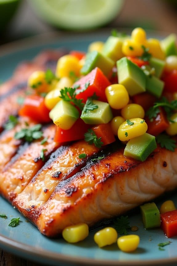 grilled salmon with corn salsa