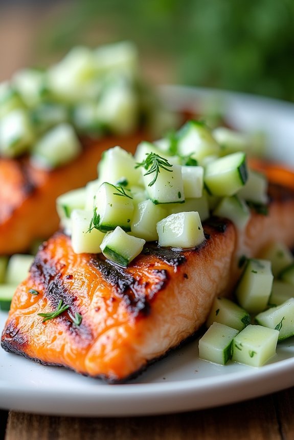 grilled salmon with cucumber relish