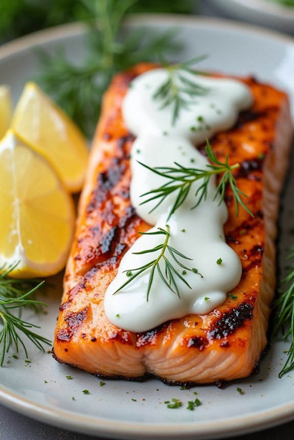 grilled salmon with dill sauce
