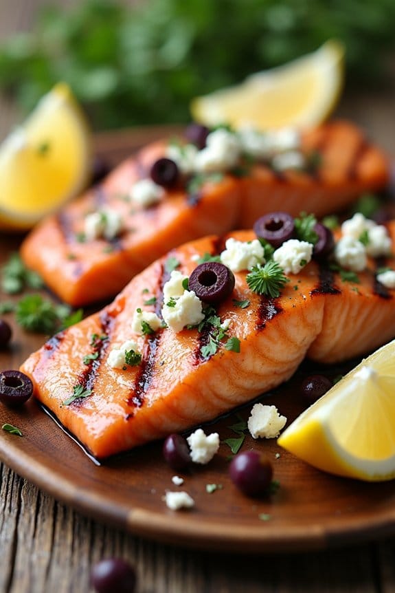 grilled salmon with feta