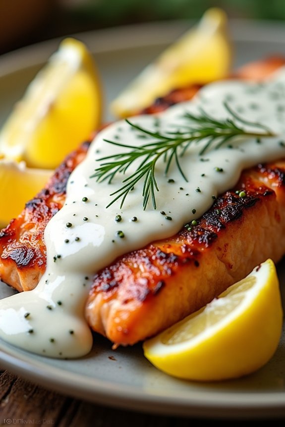 grilled salmon with horseradish sauce