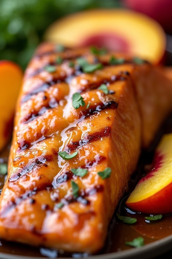 grilled salmon with peach glaze