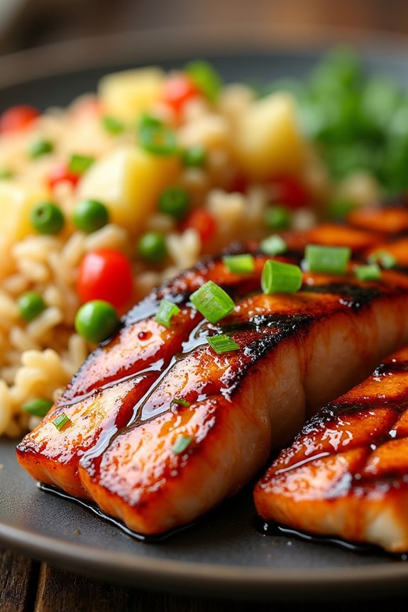 grilled salmon with pineapple rice