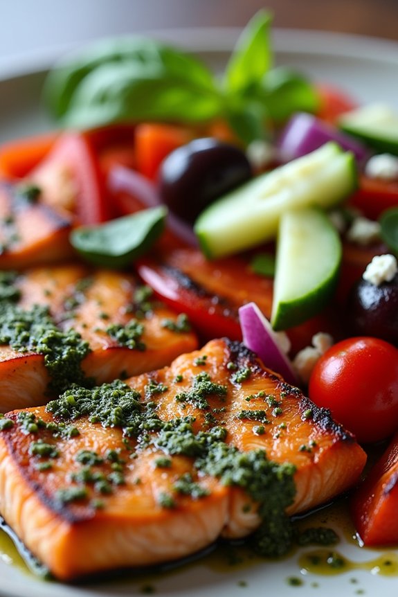 grilled salmon with salad