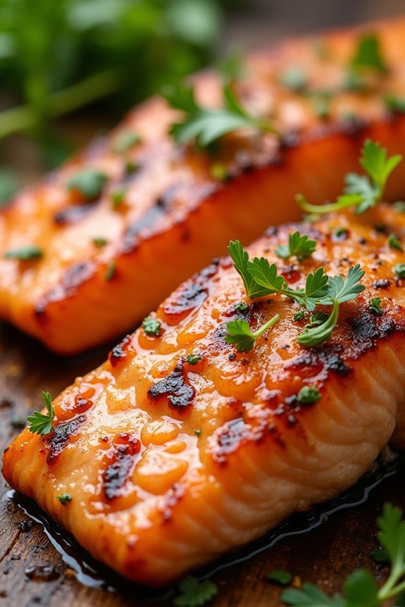 grilled salmon with spicy sauce