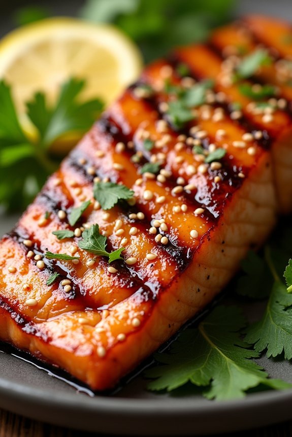 grilled salmon with teriyaki sauce