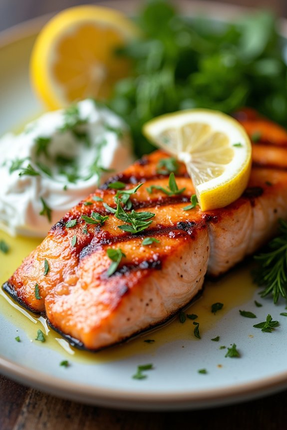 grilled salmon with tzatziki