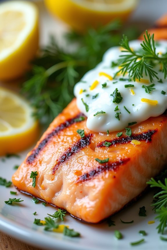 grilled salmon with yogurt sauce