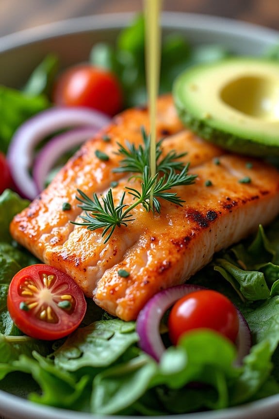 healthy grilled salmon salad