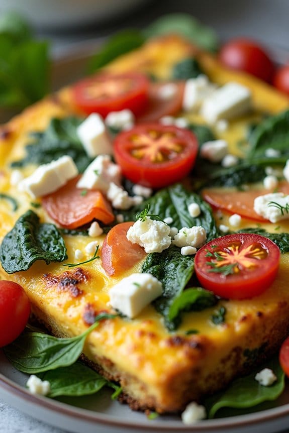 healthy salmon spinach frittata