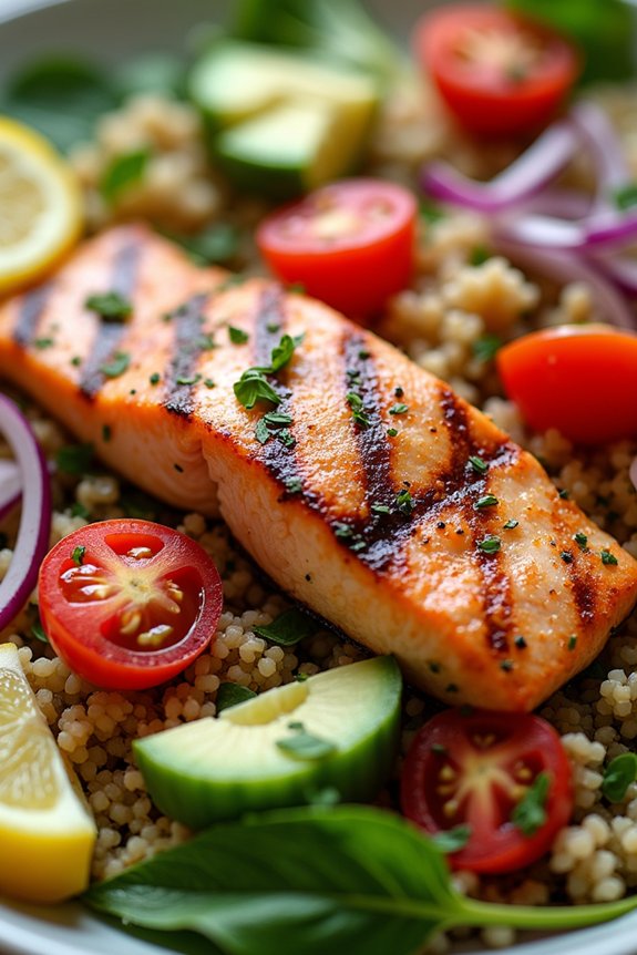 herb infused grilled salmon salad