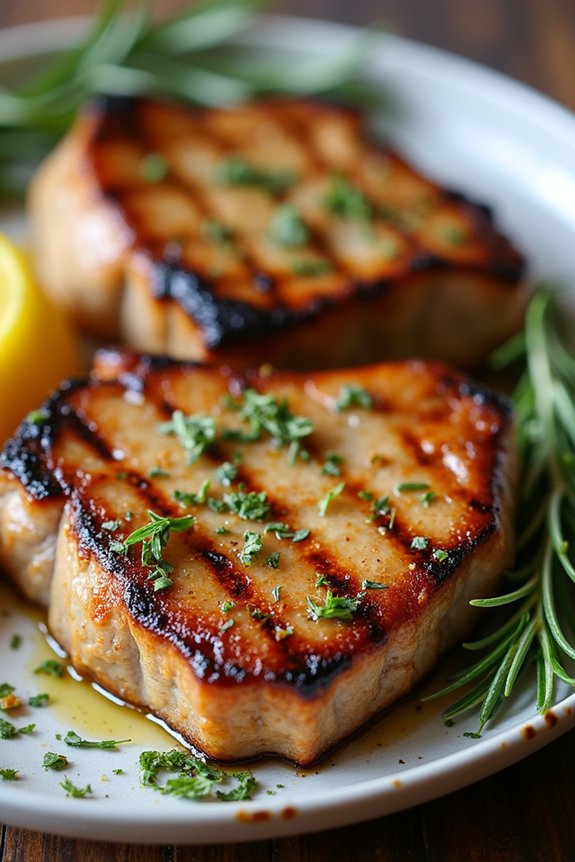 herb marinated grilled pork chops