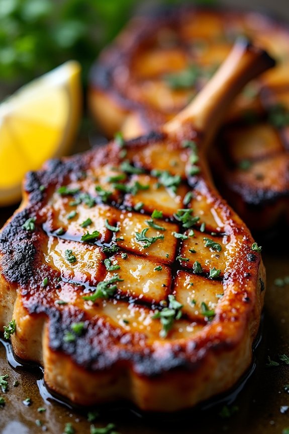 herb marinated grilled pork chops