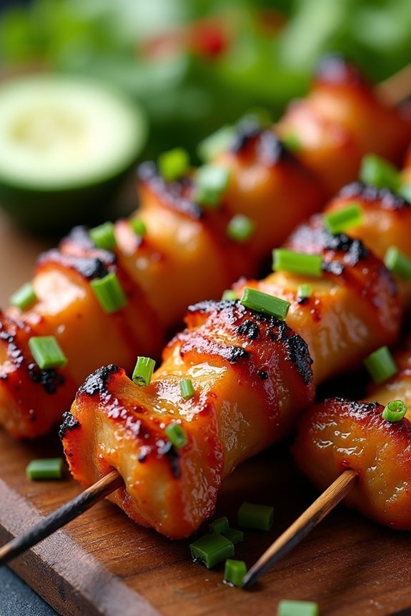 honey garlic pork skewers