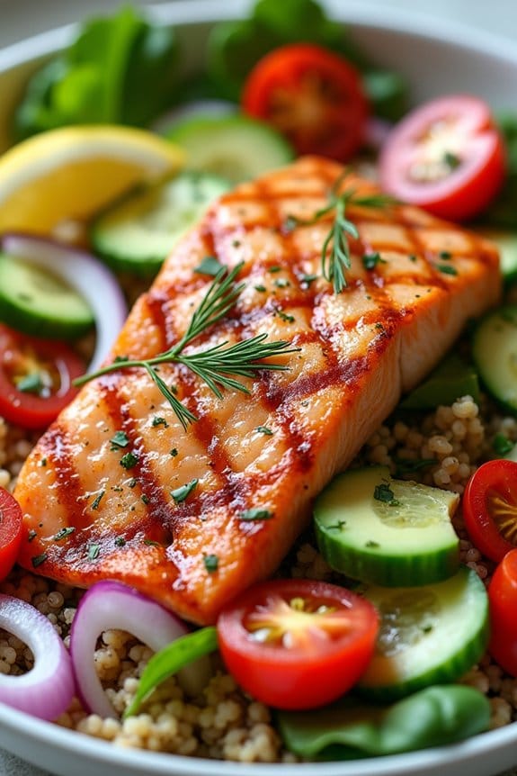 lemon dill grilled salmon bowl