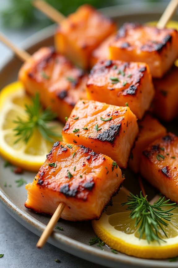 lemon dill salmon skewers