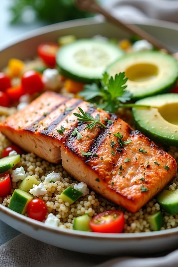 lemon herb grilled salmon bowl