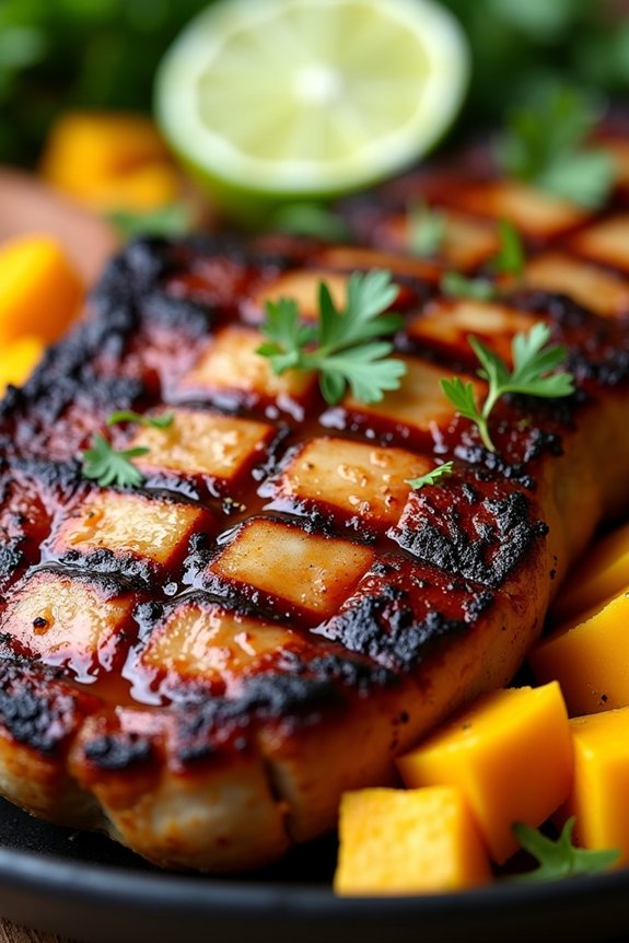 mango infused jerk pork chops