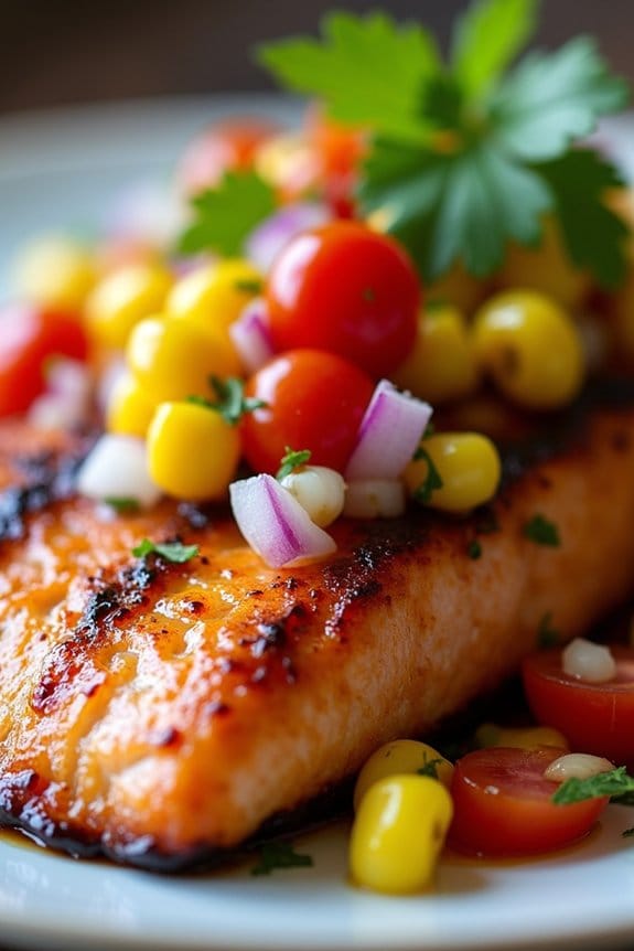 mango salmon with corn salsa