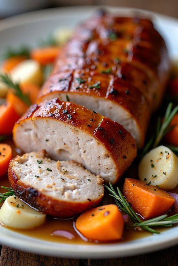 maple glazed pork with vegetables