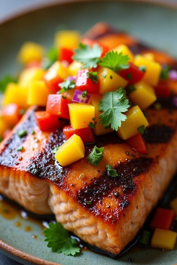 maple glazed salmon with salsa
