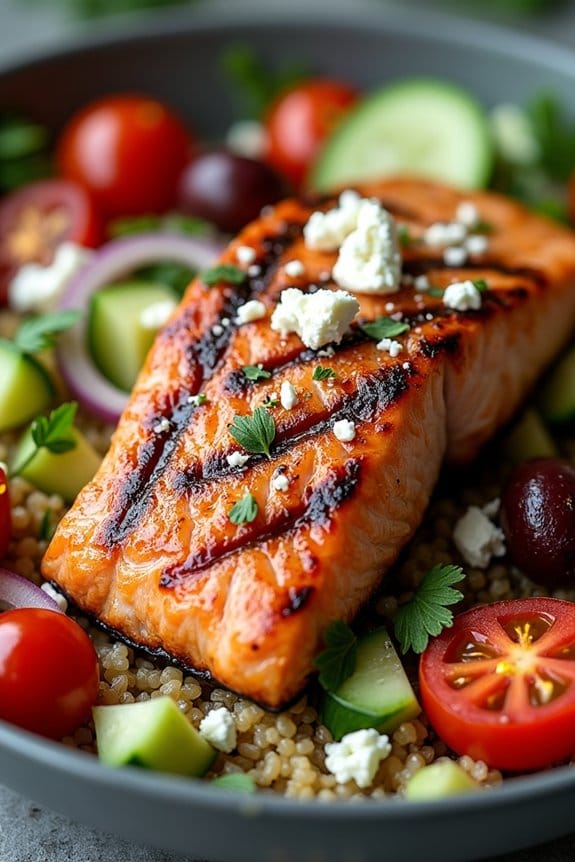 mediterranean grilled salmon bowl
