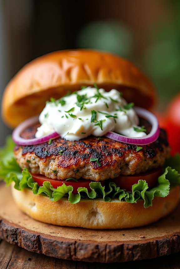mediterranean inspired pork burger