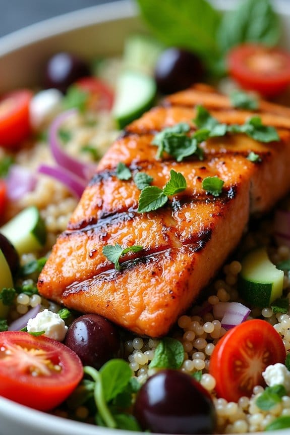mediterranean salmon quinoa salad