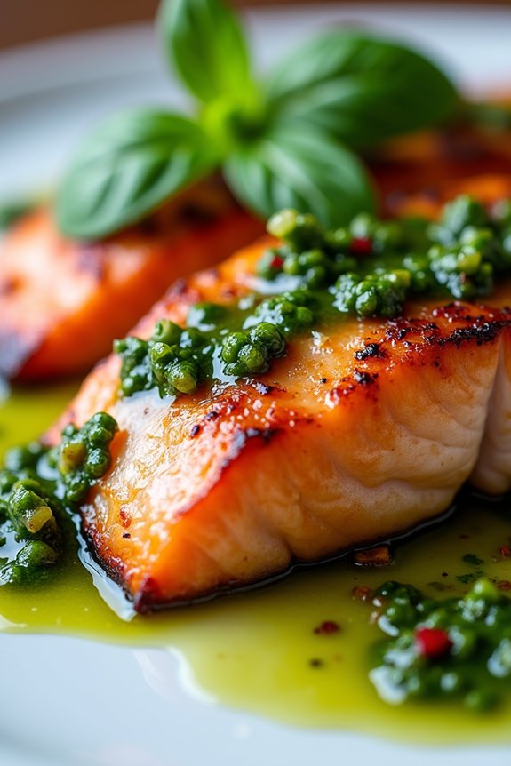 mint basil chimichurri salmon recipe