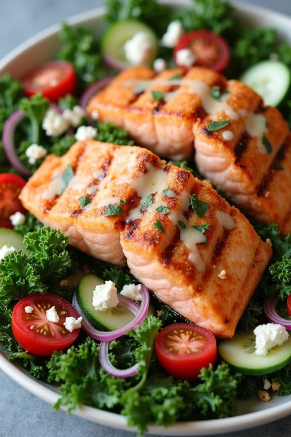 nutritious salmon kale salad