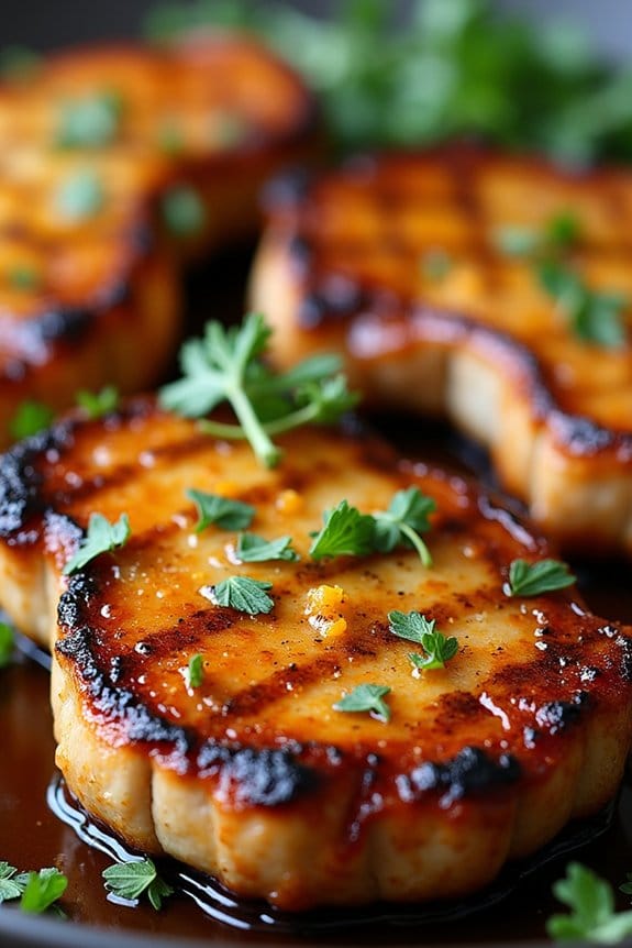 orange garlic glazed pork chops