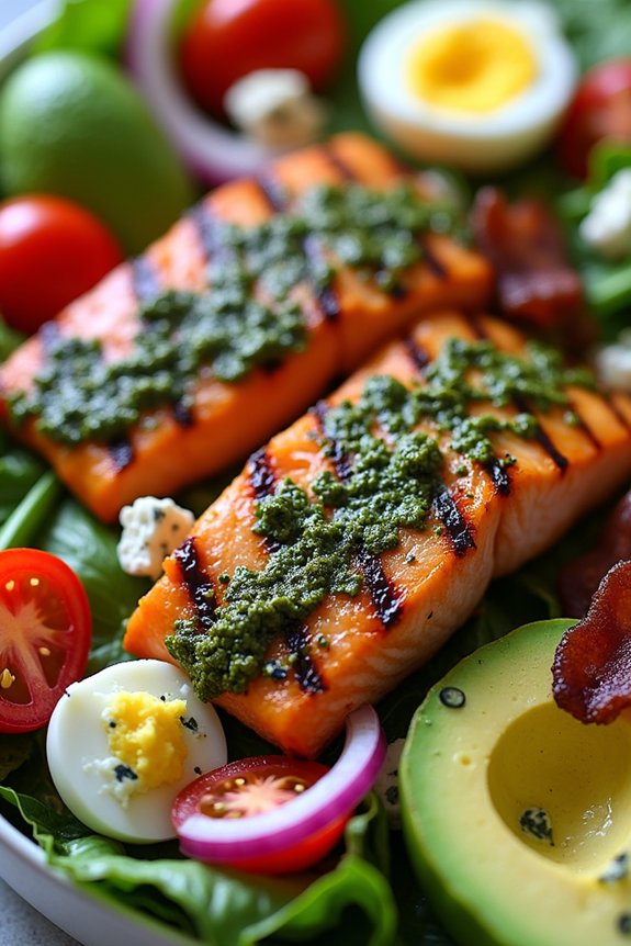 pesto grilled salmon salad